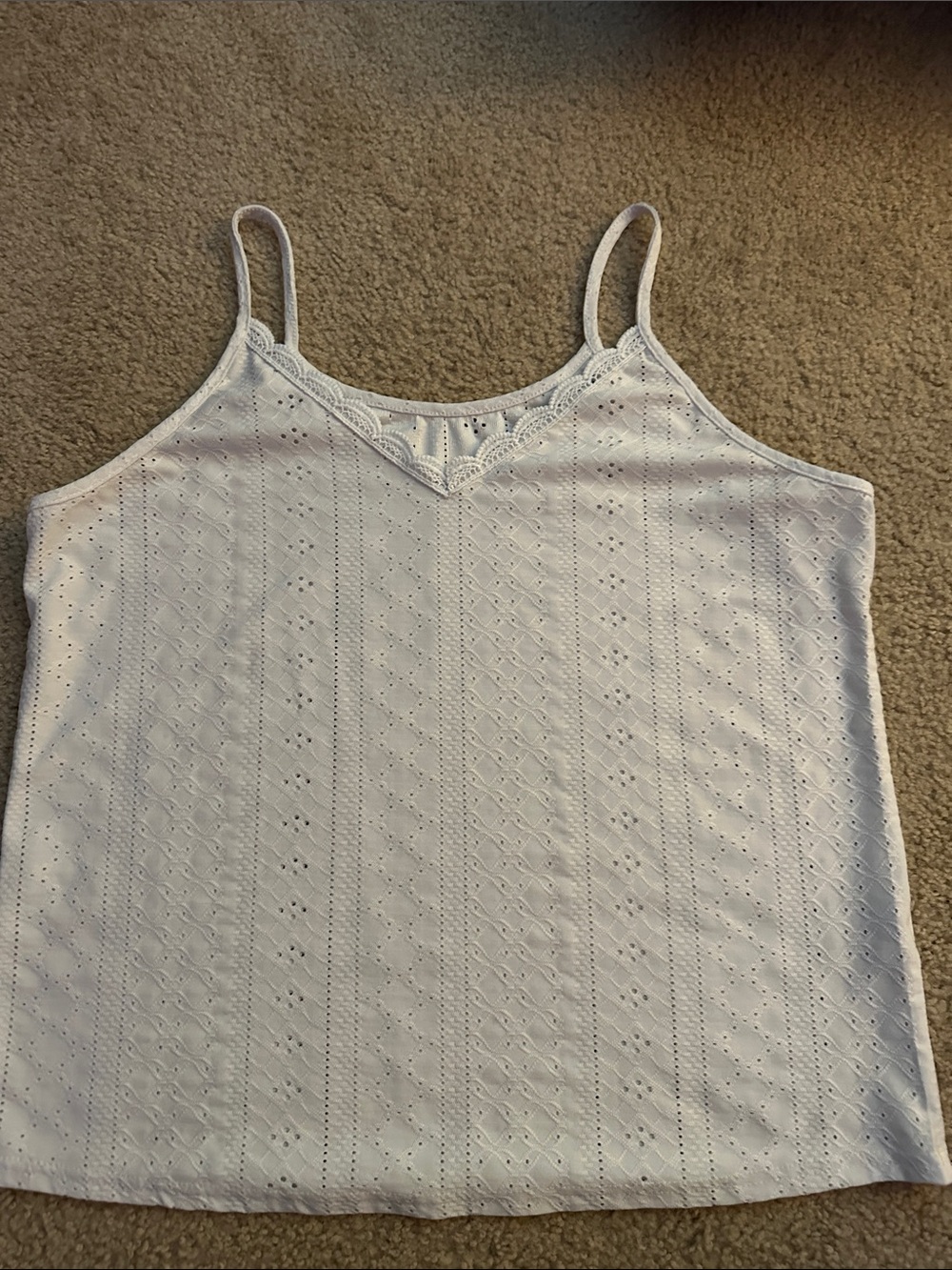 Women's White Eyelet Lace Cami Tank Top